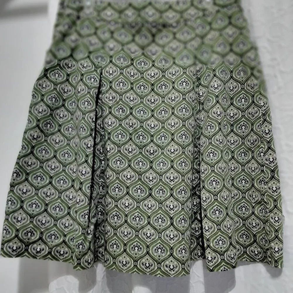 George Designs by Mark Eisen Skirt Pleated Size 12 Green Pockets Side Zip 001 - Picture 6 of 12